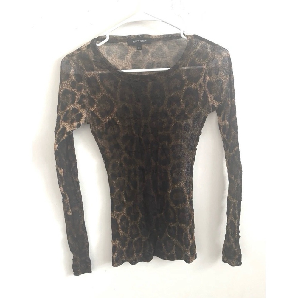 Whimsigoth Sheer Mesh Top XS Leopard Print Grunge Coquette Fairy Festival Brown
